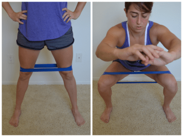 Makes sure you activate the glutes and is great if your knees tend to cave in when you squat.