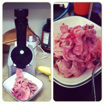 banana raspberry chocolate chunk ice cream